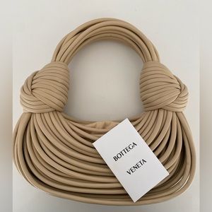 Bottega Veneta Double Knot Leather Handbag Beige